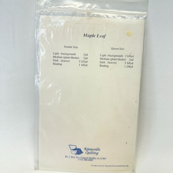 Kanesville Quilting Maple Leaf‎ Pattern Instructions Vintage - Picture 5 of 7